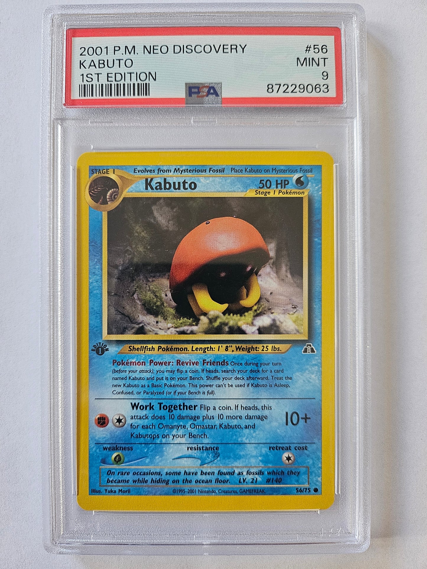 2001 Pokemon TCG Kabuto 1st Edition Neo Discovery PSA 9 MINT