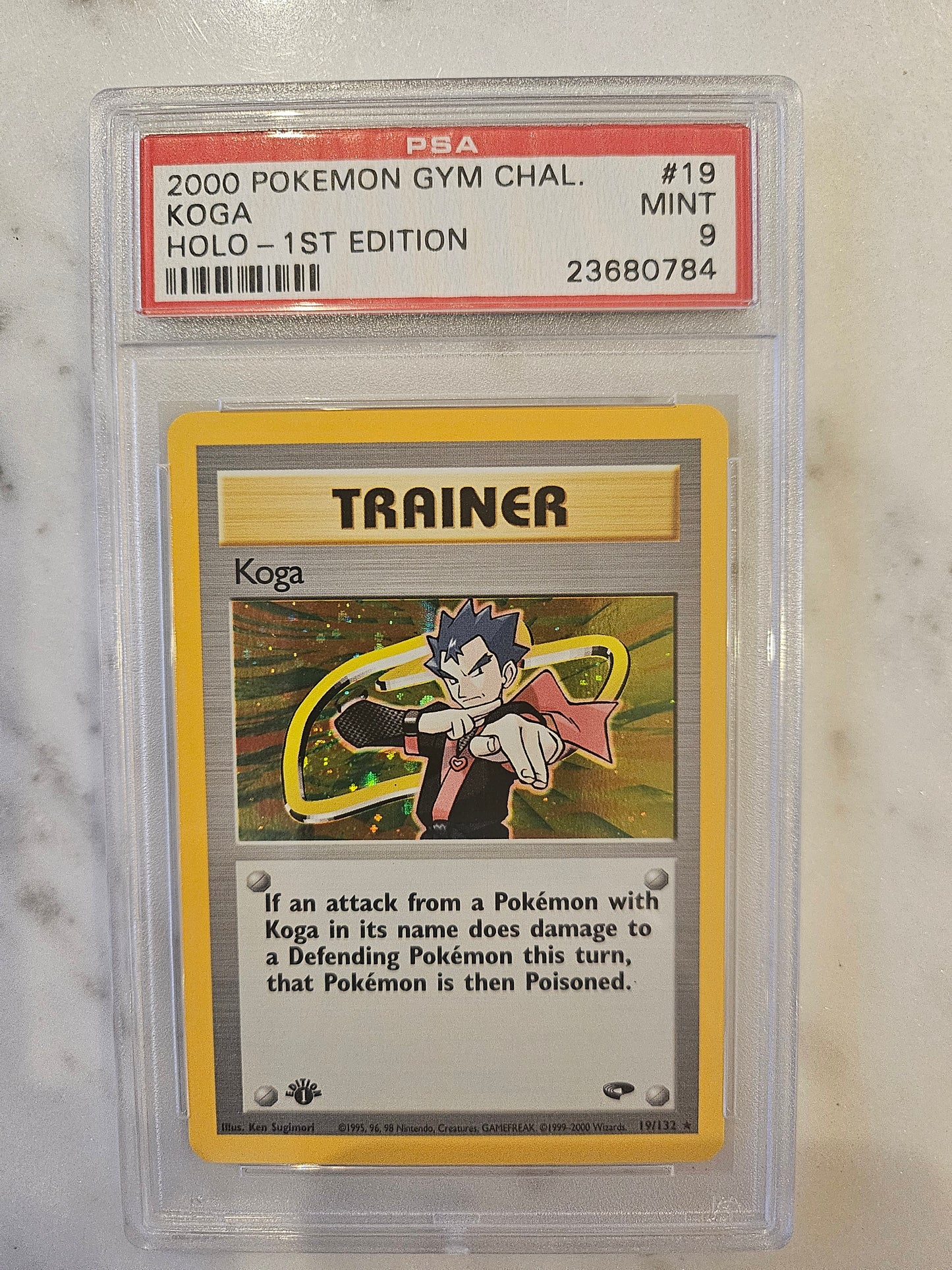 Pokemon Mint PSA 9 Gym Challenge 1st Edition Koga 19/132 Holo WOTC