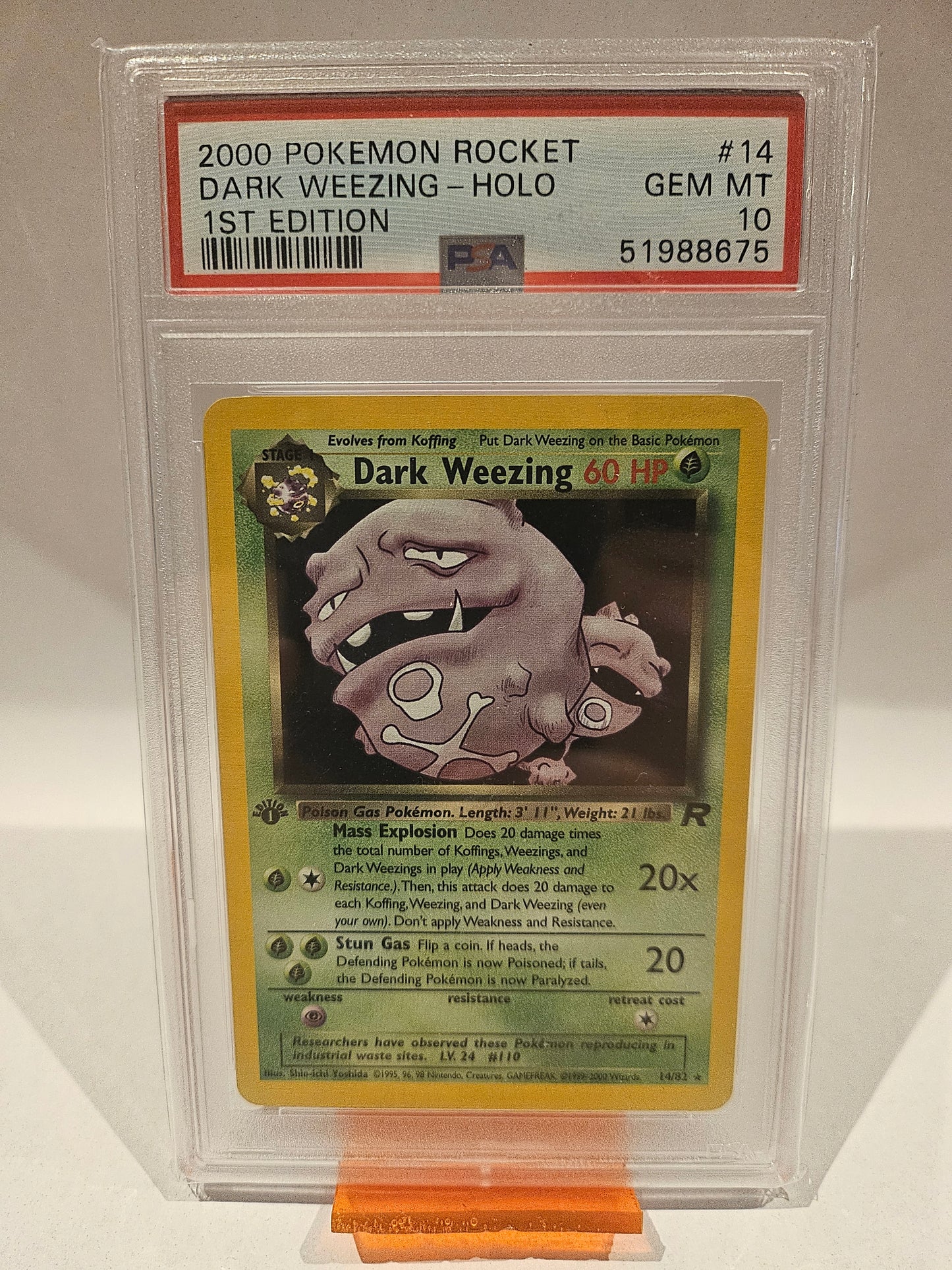 2000 Pokemon Card Team Rocket Dark Weezing 1st Edition Holo PSA 10 WOTC