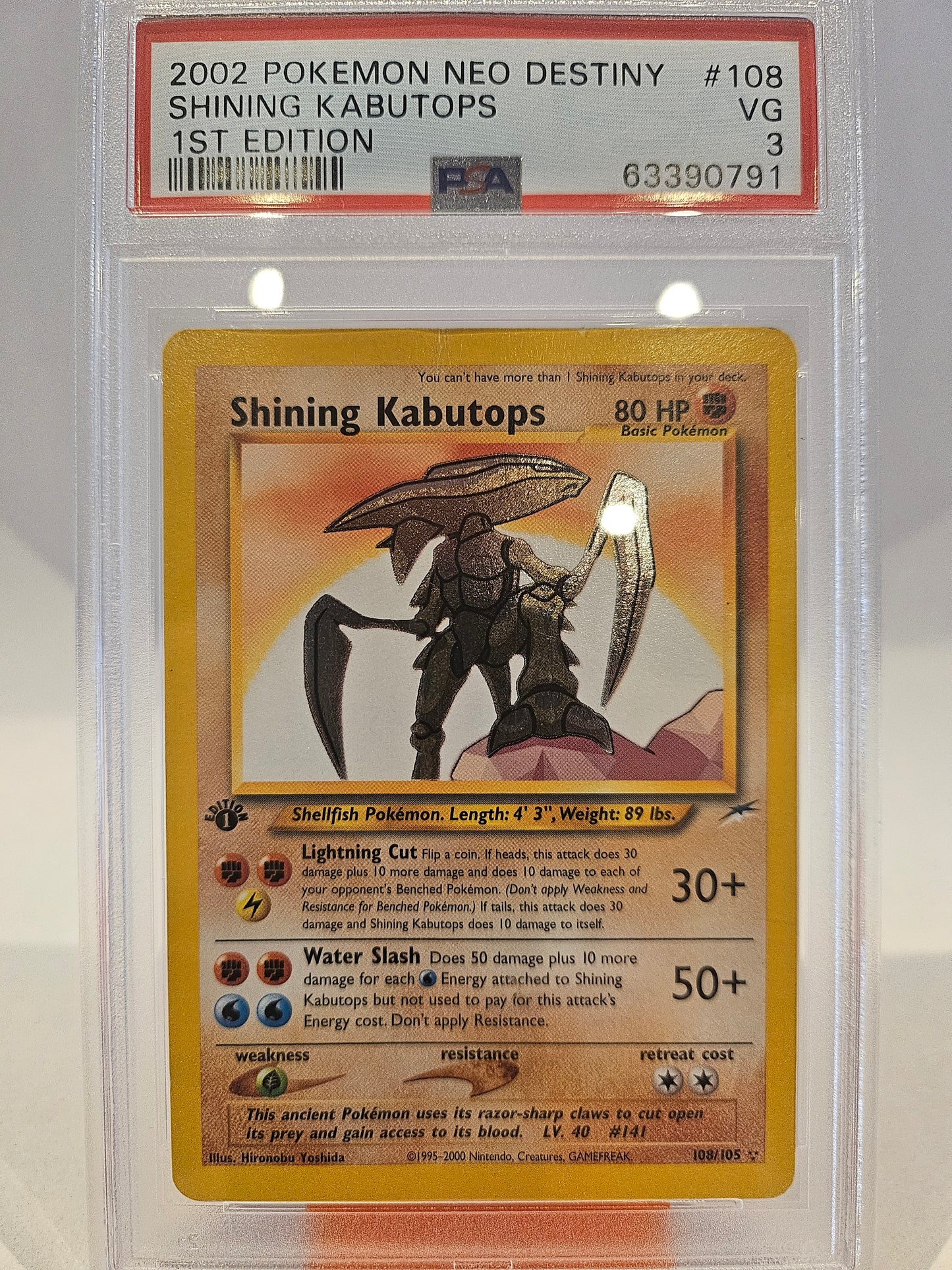 2002 SHINING KABUTOPS 1ST EDITION NEO DESTINY PSA 3