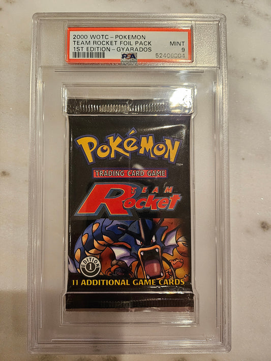 2000 Pokemon Team Rocket 1st Edition Sealed Unopened Foil Pack PSA 9 Gyarados