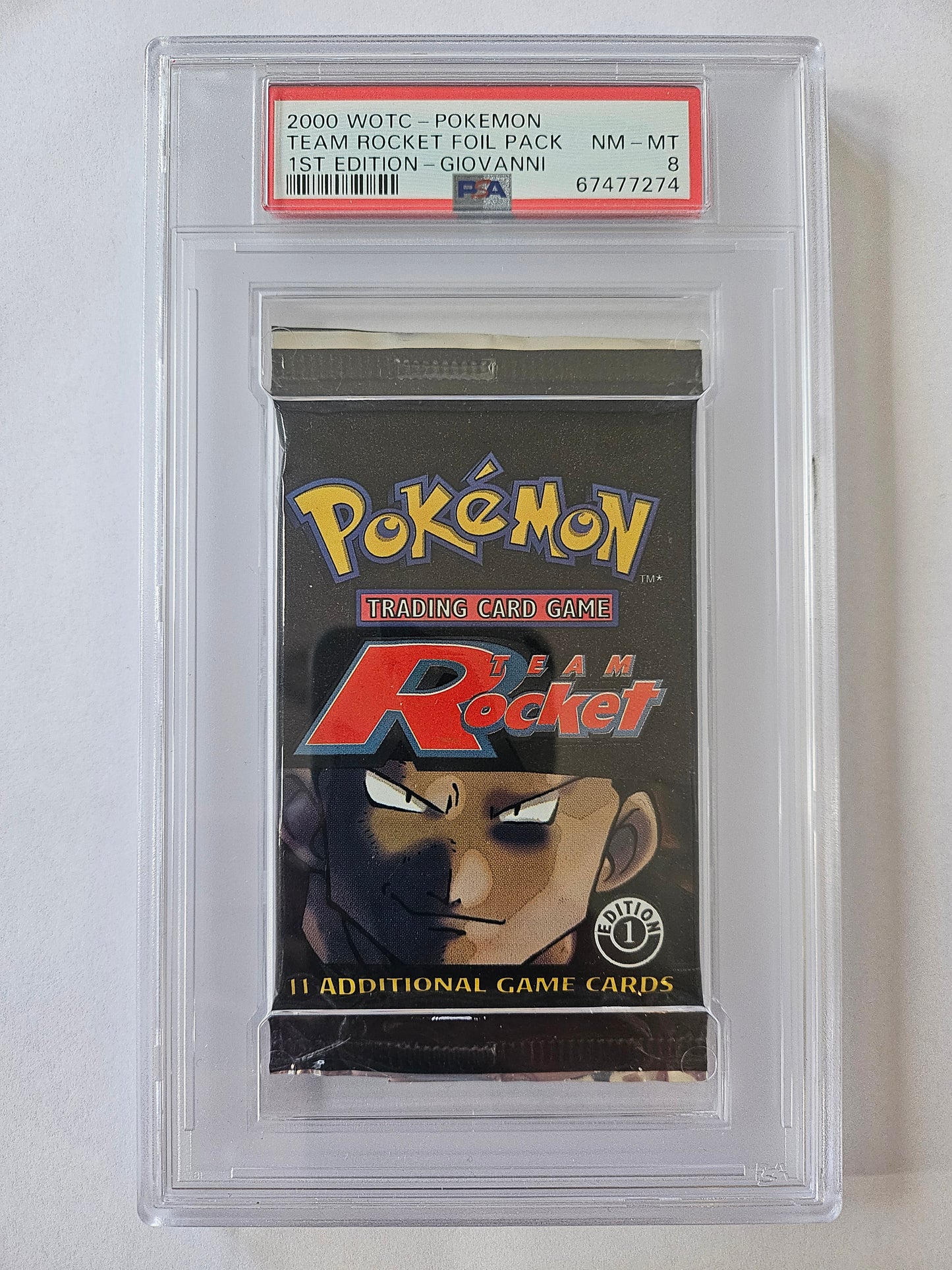 Pokemon Team Rocket 1st Edition Sealed Foil Booster Pack Unopened PSA 8 WOTC