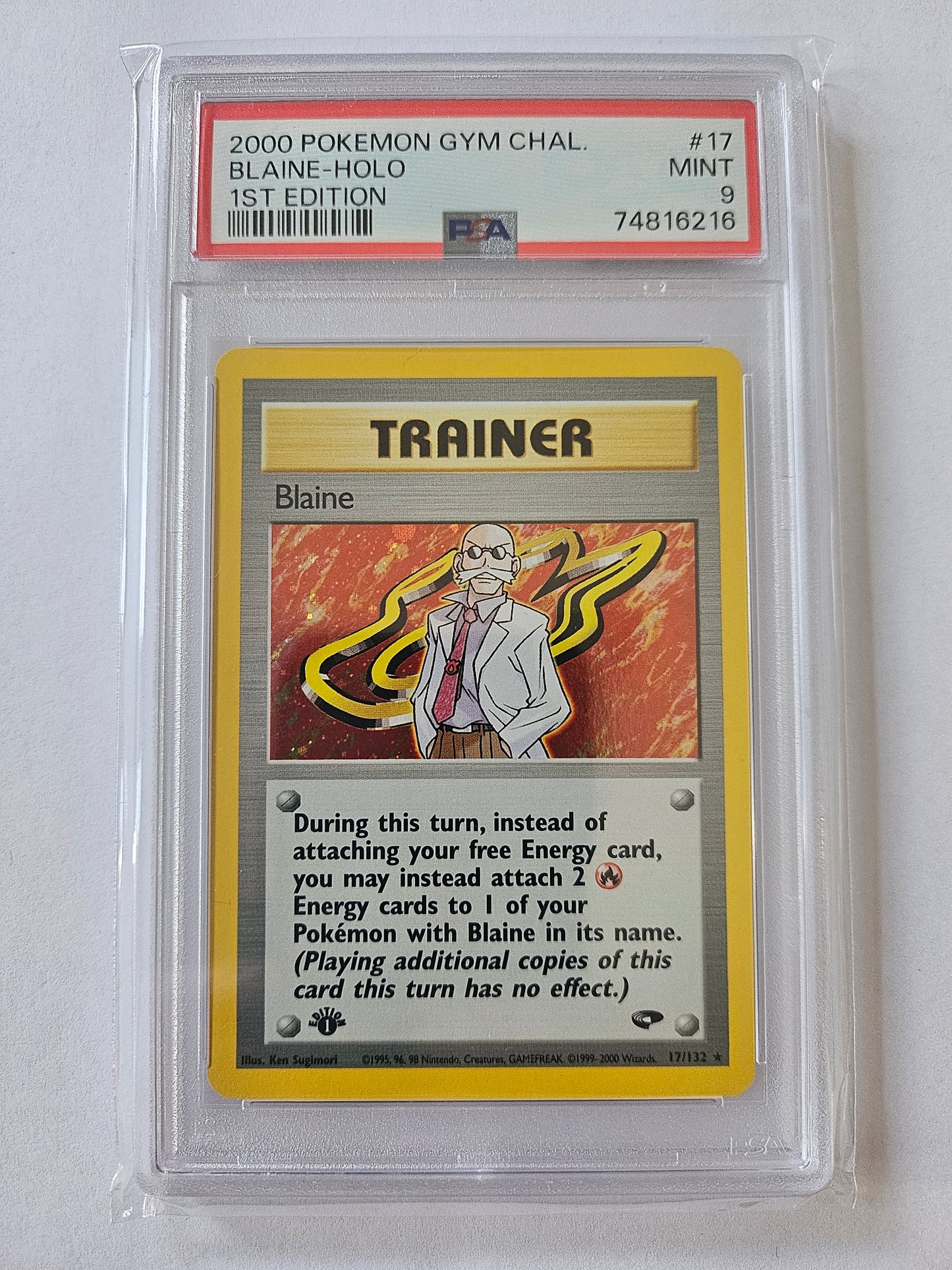 2000 Pokemon Trainer Card Blaine Holo 1st Edition Gym Challenge PSA 9