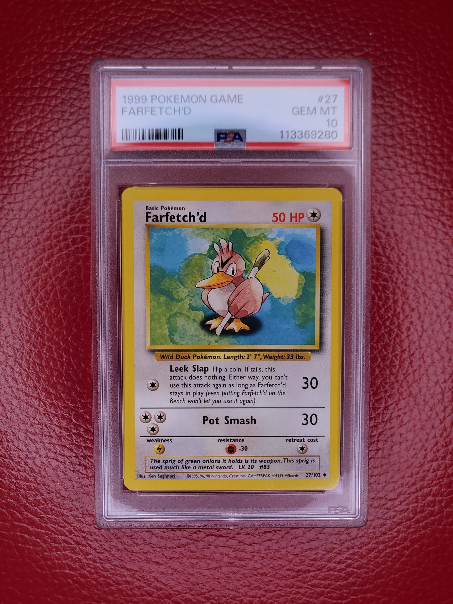 1999 Pokemon TCG Farfetch'd Base Set PSA 10 GEM MINT #27