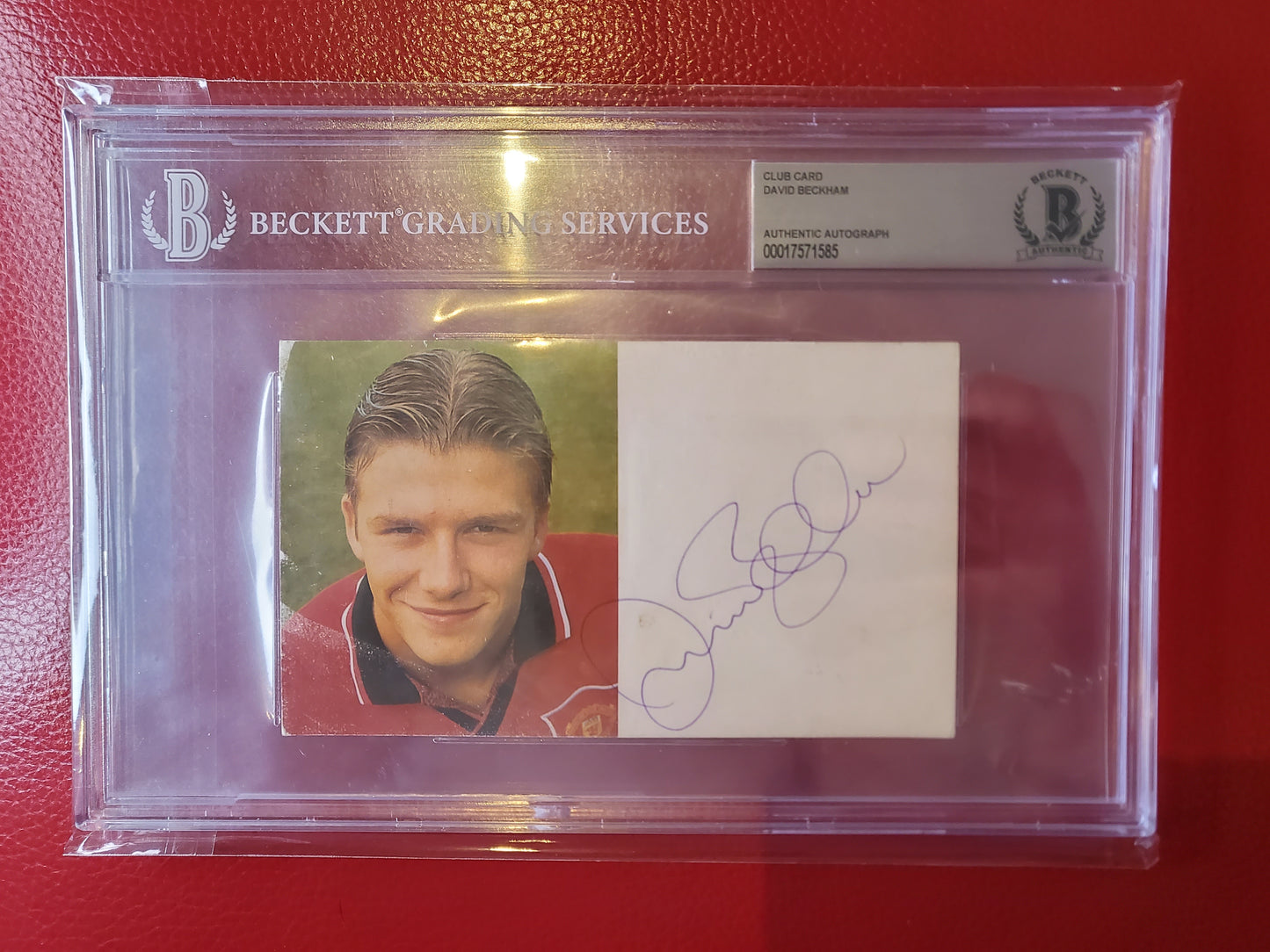 Signed David Beckham Manchester United Club Card Beckett BGS Graded With COA