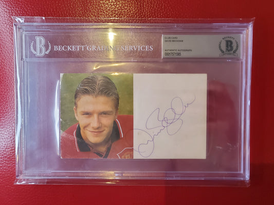 Signed David Beckham Manchester United Club Card Beckett BGS Graded With COA