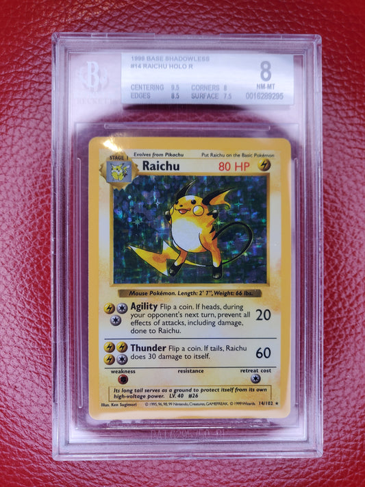 1999 Raichu Shadowless Base Set Holo Pokemon Trading Card BGS 8 Not PSA NM - MT