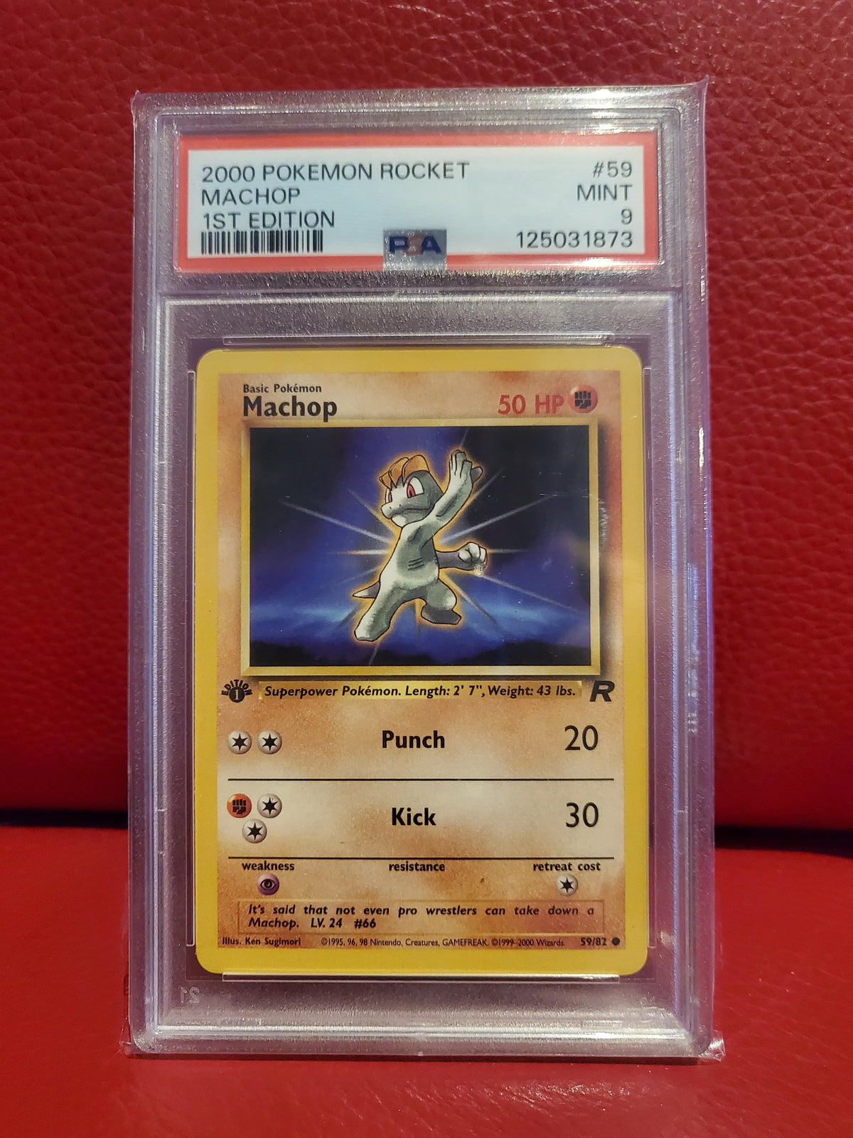 2000 Pokemon TCG Team Rockets Machop 1st Edition PSA 9 Mint #59