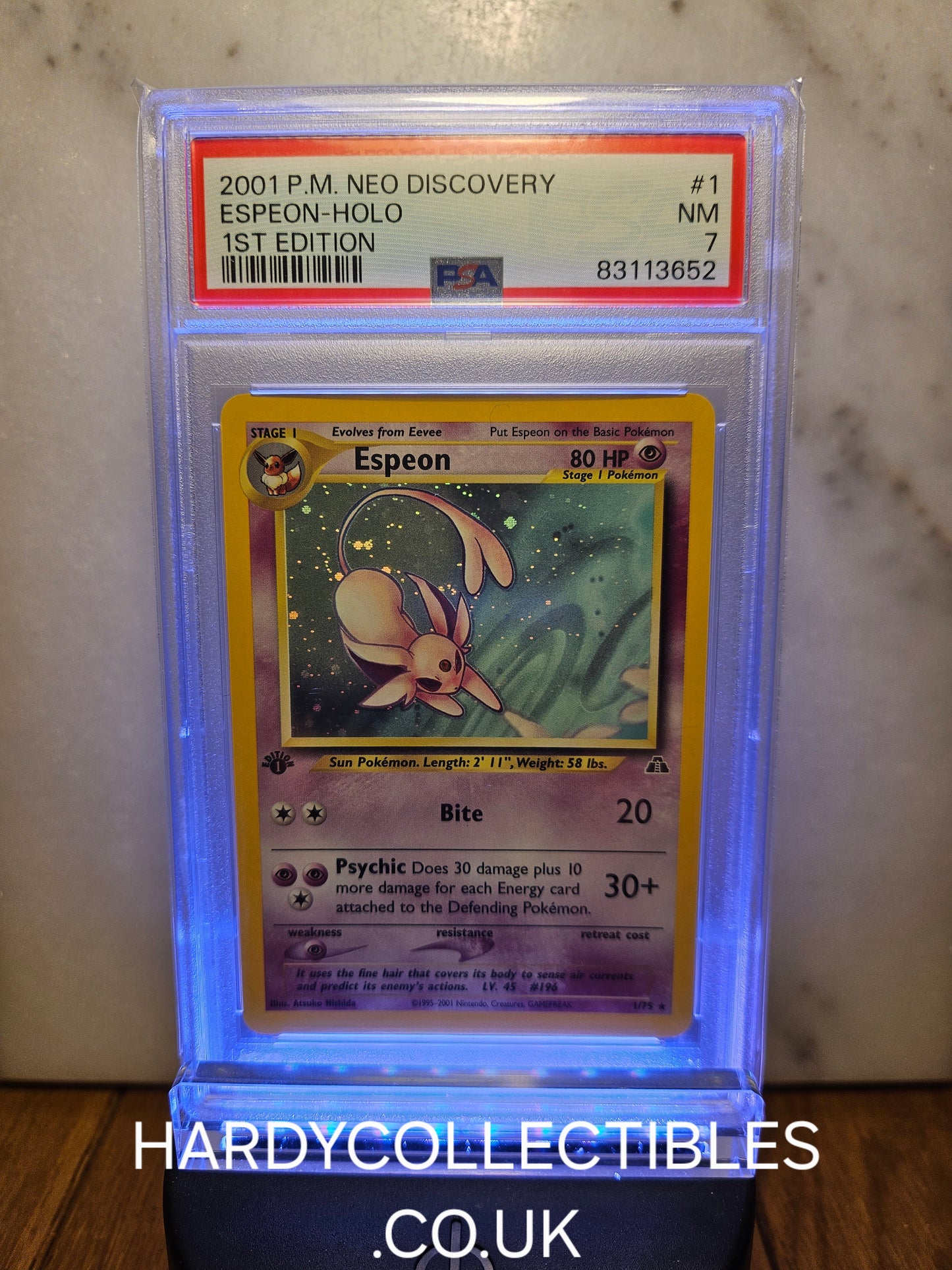 2001 Pokemon Neo Discovery Espeon 1st Edition Holo PSA 7 Near MINT