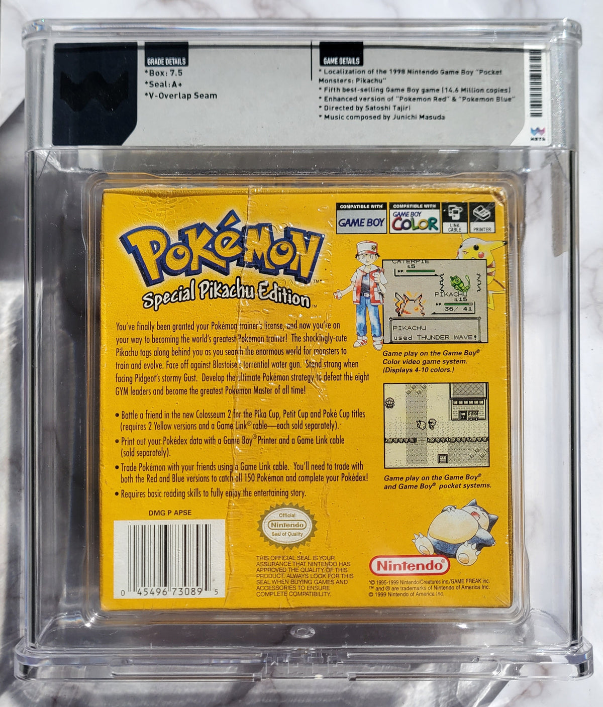 1999 Pokemon Yellow Pikachu Sealed Gameboy Colour Special Edition A+ Seal 7.5