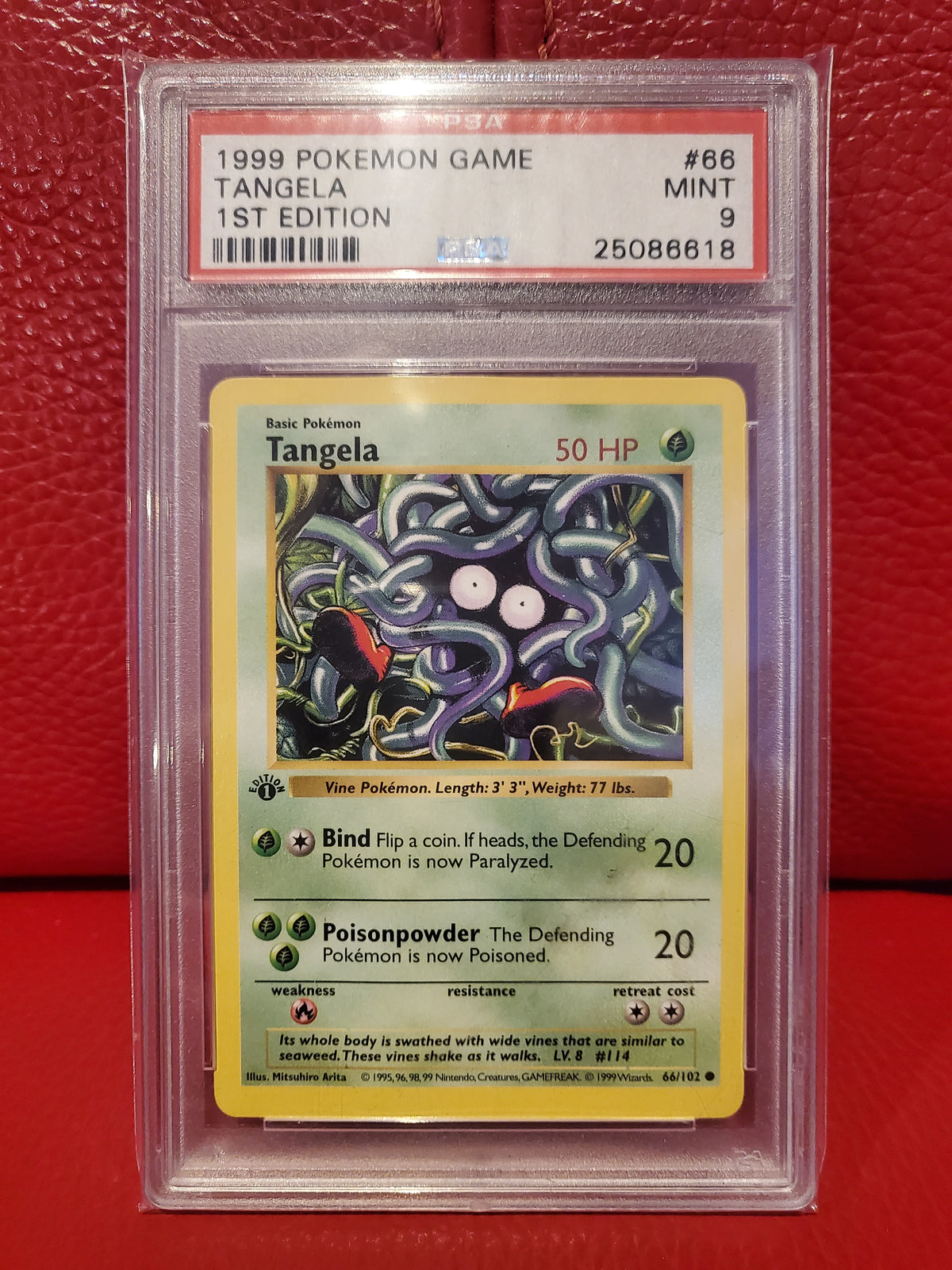 Tangela 1st Edition Shadowless Base Set 1999 Pokemon TCG PSA 9 Mint