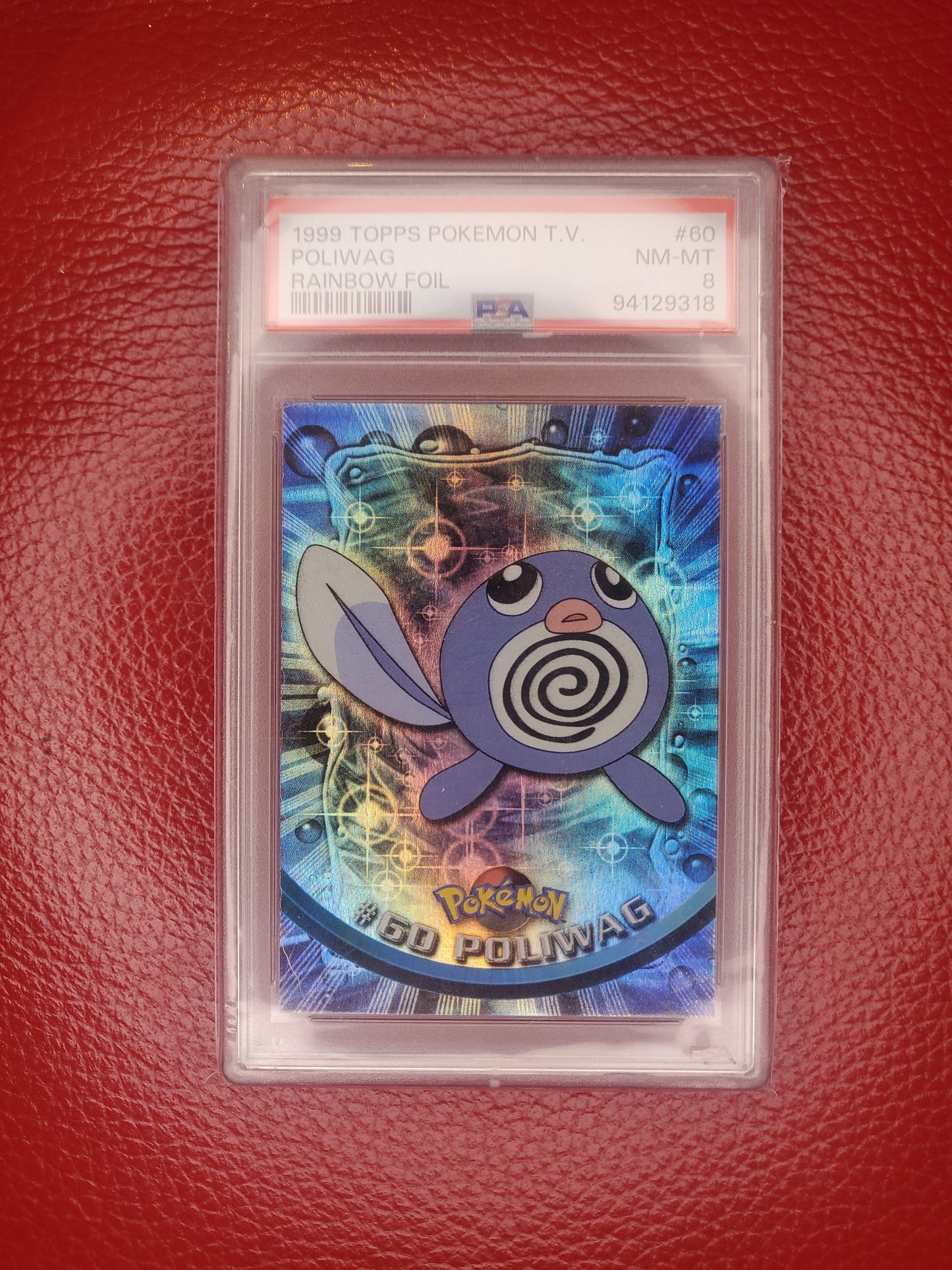 1999 Topps Pokemon TCG Poliwag Rainbow Foil Holo PSA 8