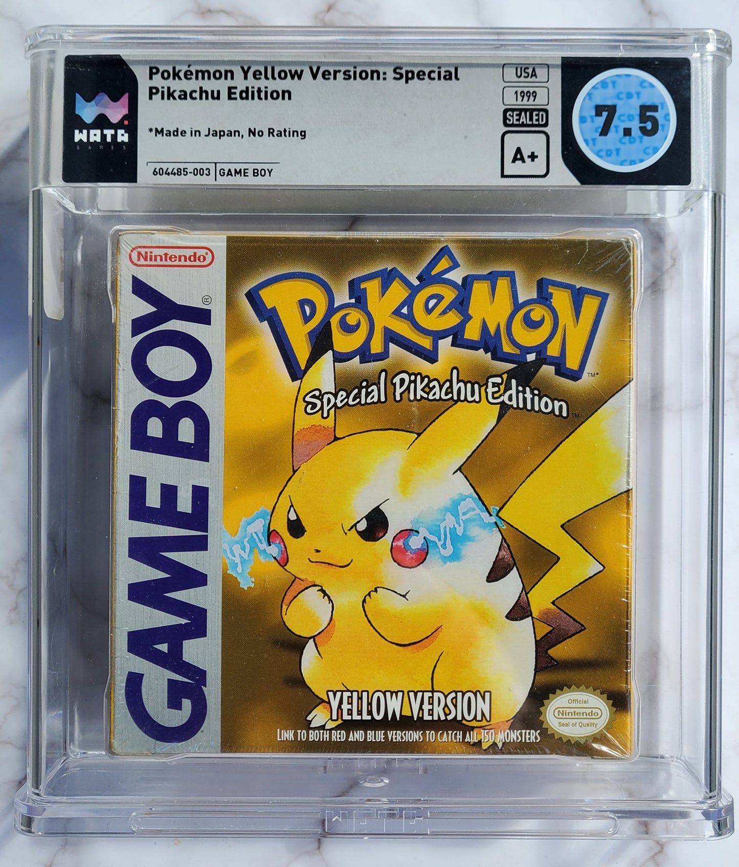 1999 Pokemon Yellow Pikachu Sealed Gameboy Colour Special Edition A+ Seal 7.5